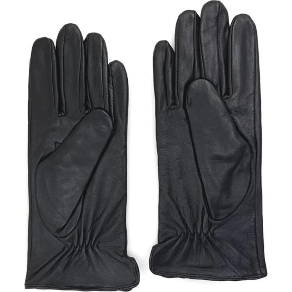 New Luxury Italian Soft Leather Gloves Fleece Lined Economic Black for Women